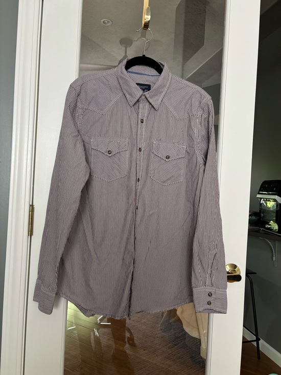 American Eagle Outfitters Other - Amer Eagle Outfitters Men’s R, W & B Pinstripe Button-Down (snaps) Shirt. L/G